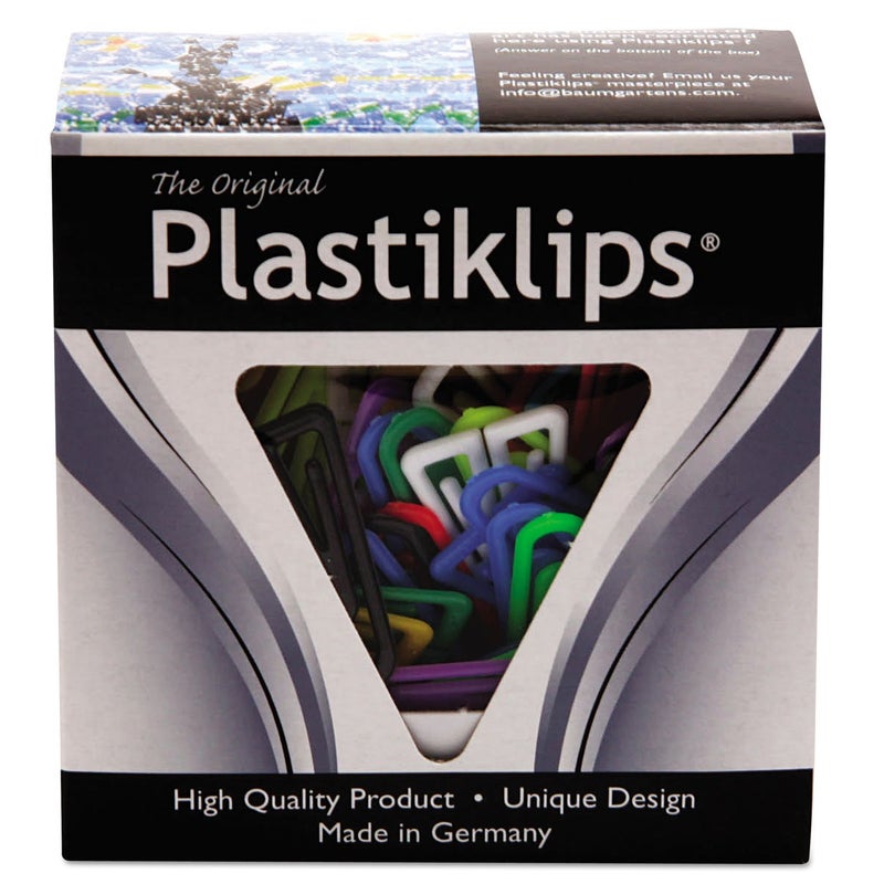 Baumgartens LP0600 Plastiklips Paper Clips, Large, Assorted Colors, 200/Box - Image 1